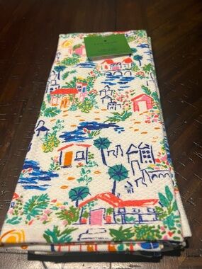 Kate Spade New York Tropical Seaside Cottage Colorful Kitchen towels Set of 2